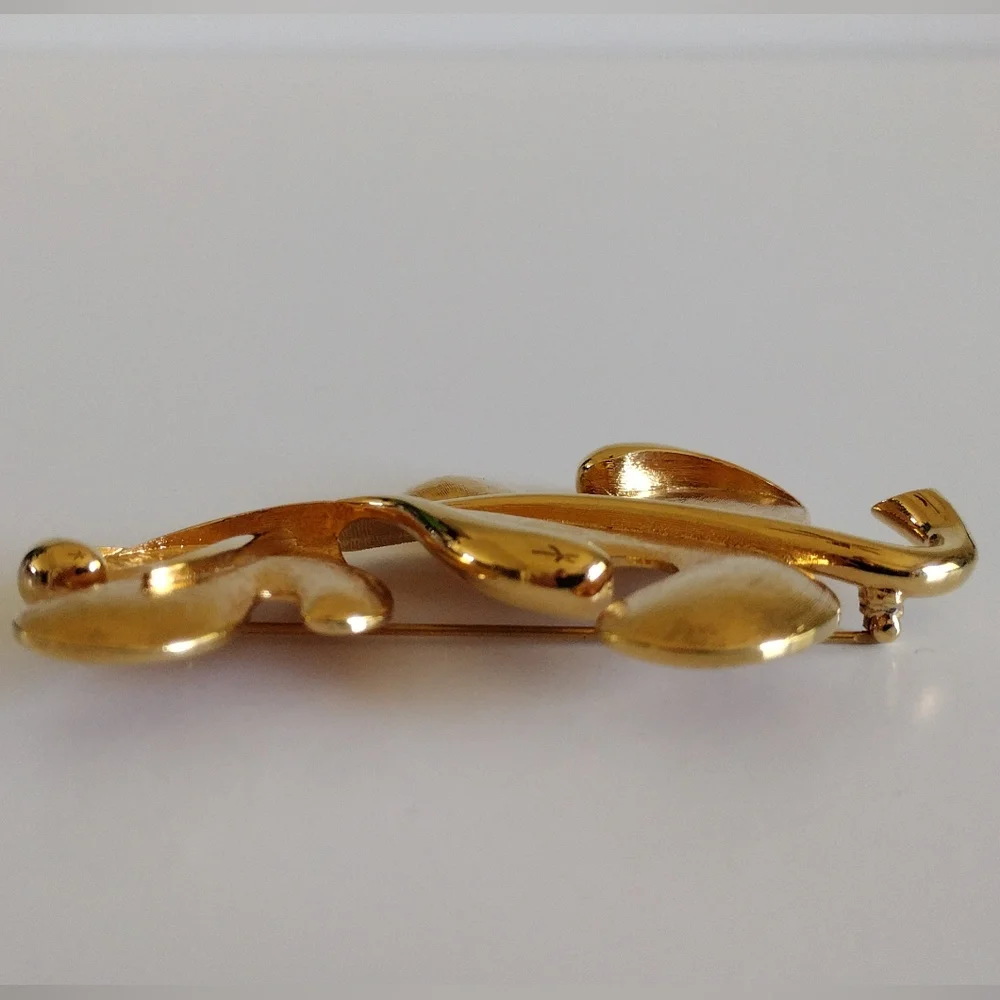 Monet Twisted Leaf Gold-Tone Brooch
